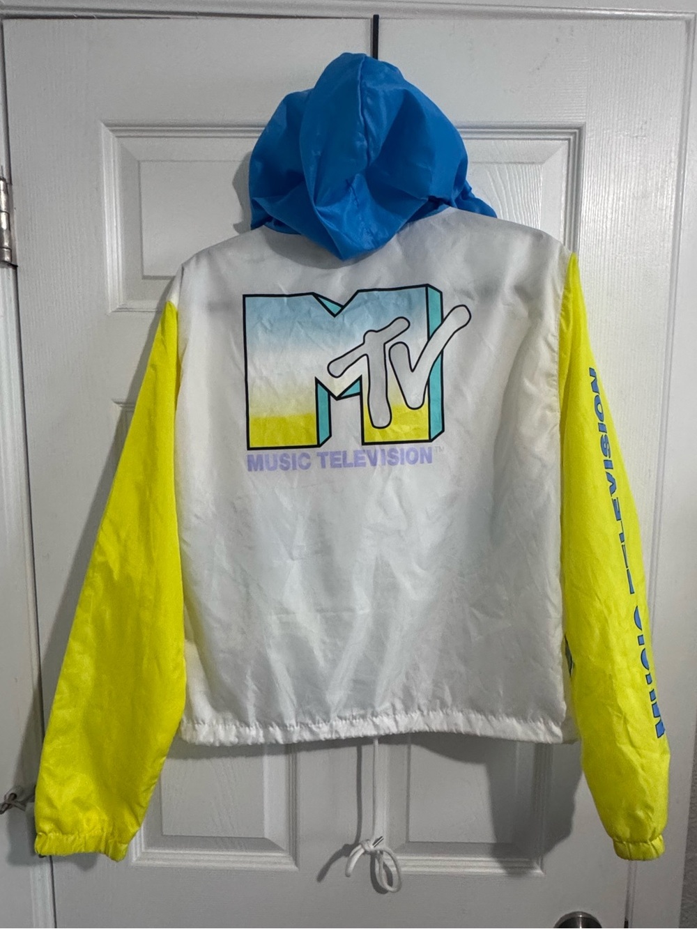 MTV Colorblock Windbreaker Jacket - White, Yellow & Blue - Picture 2 of 5